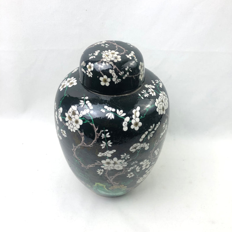 Chinese Famille Noire Lidded Jar, 25cm