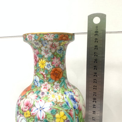 Chinese Famille Rose Millefleur Vase, Jing-De-Zhen- Made 4-character mark, Mid- century,32cm.
