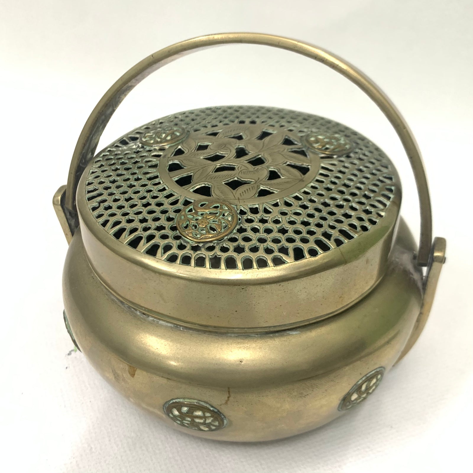 Chinese Antique Hand Warmer, Bai-Tong (white bronze), 19th Century