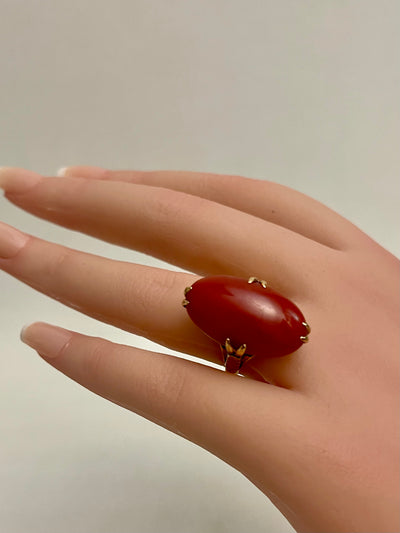 Vintage Coral Ring Set In Rose Gold