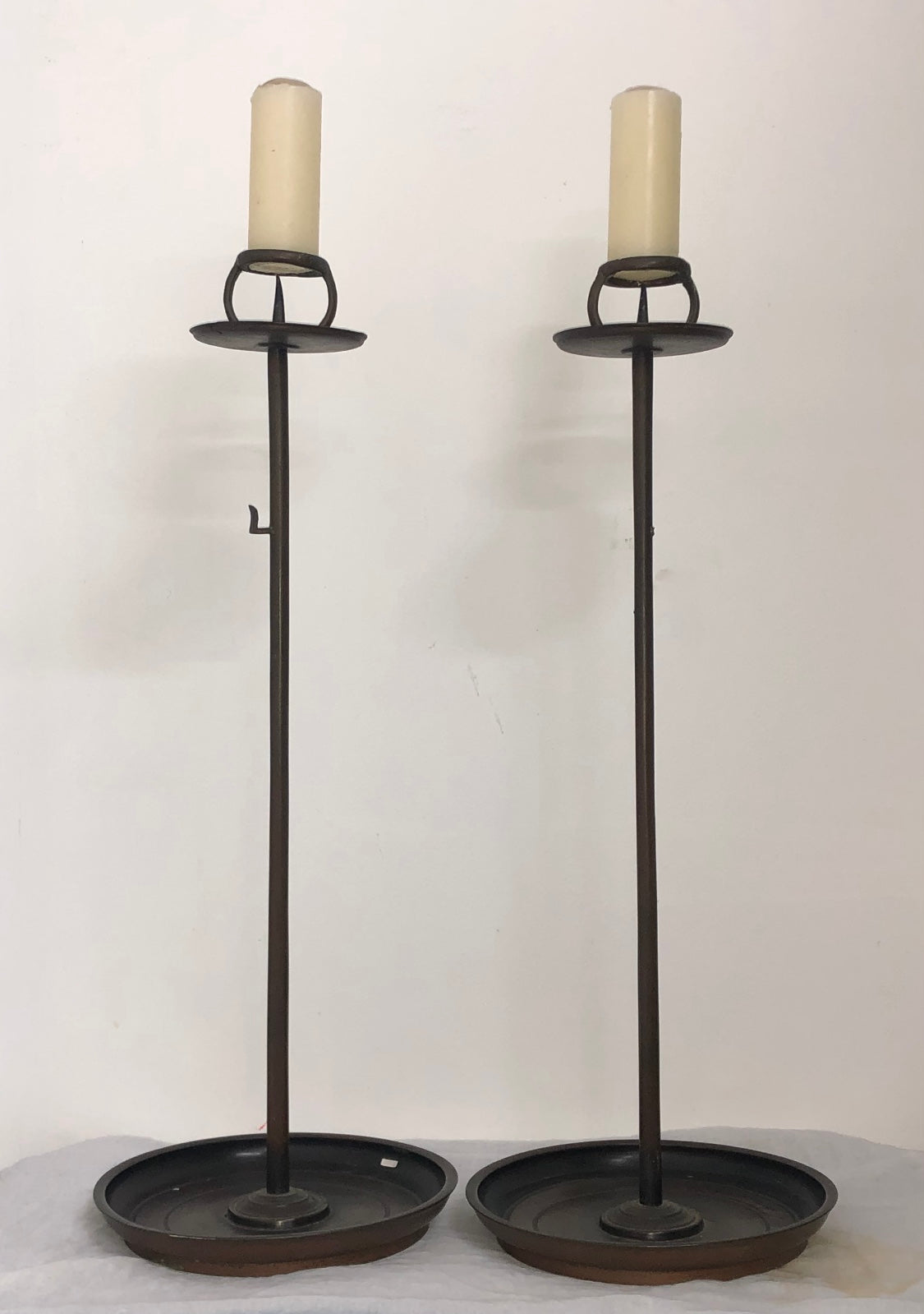 A Pair of Japanese Bronze Candle Stands, Meiji Period