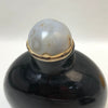 Large Dark Peking Glass Snuff Bottle With Agate Stopper (Spoon Missing), Early 20th Century, Chinese Custom Seal On Base.