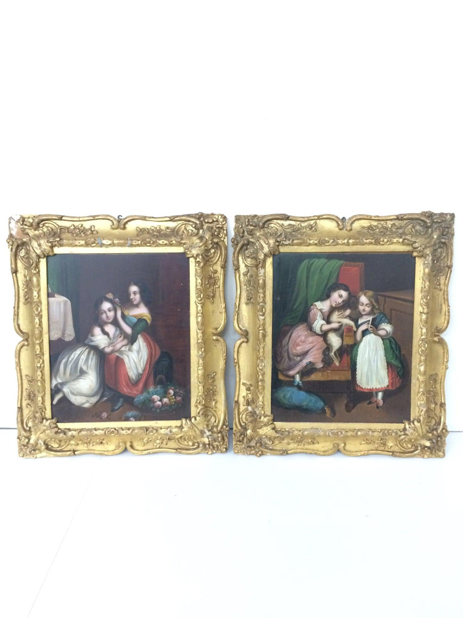 European oil paintings (pair), 19th century