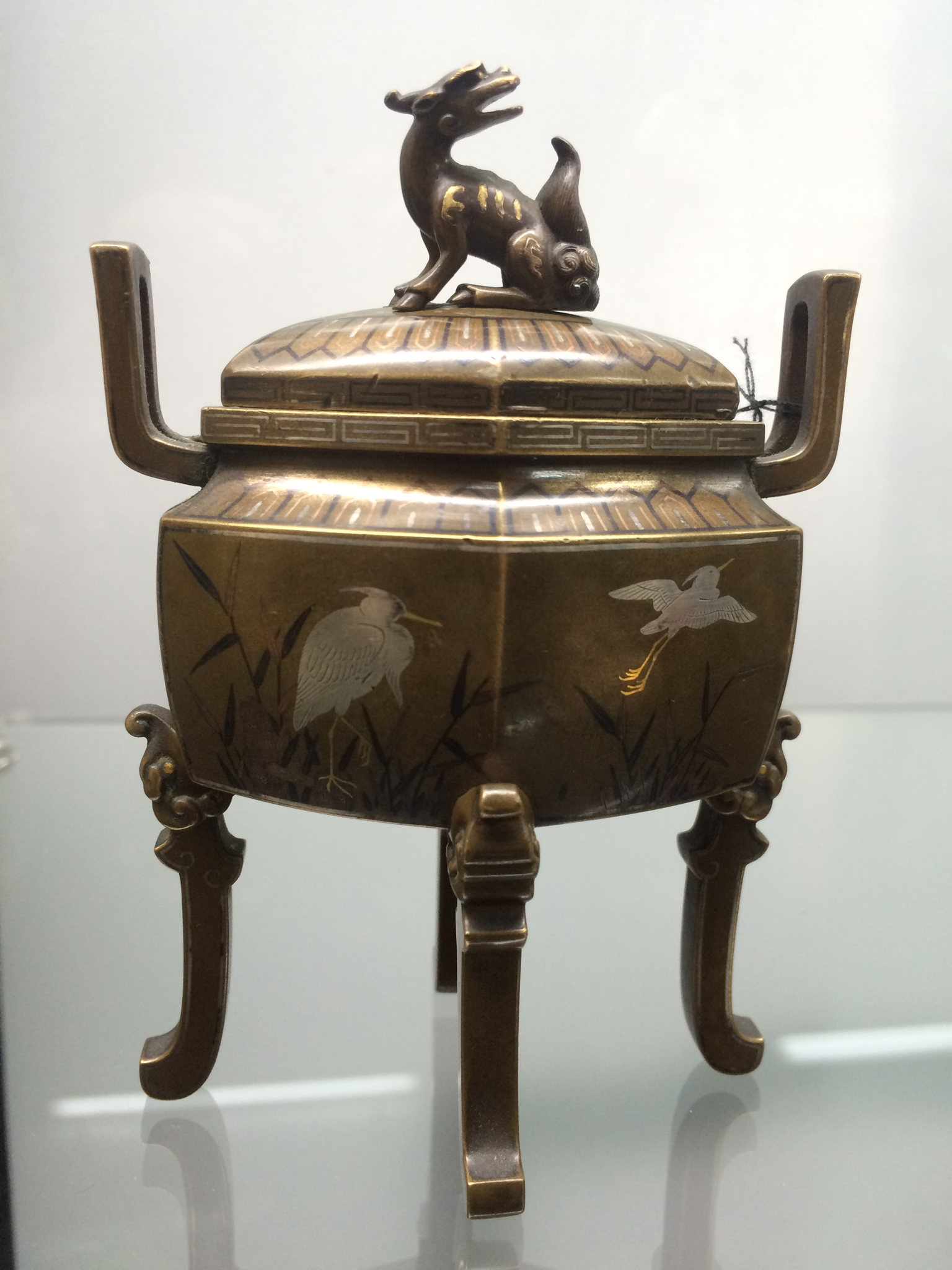 Japanese bronze inlaid with gold copper and silver. Meiji period