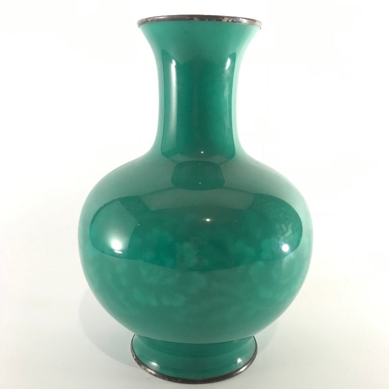 JAPANESE GREEN WIRELESS CLOISONNÉ BY ANDO WITH SILVER RIMS