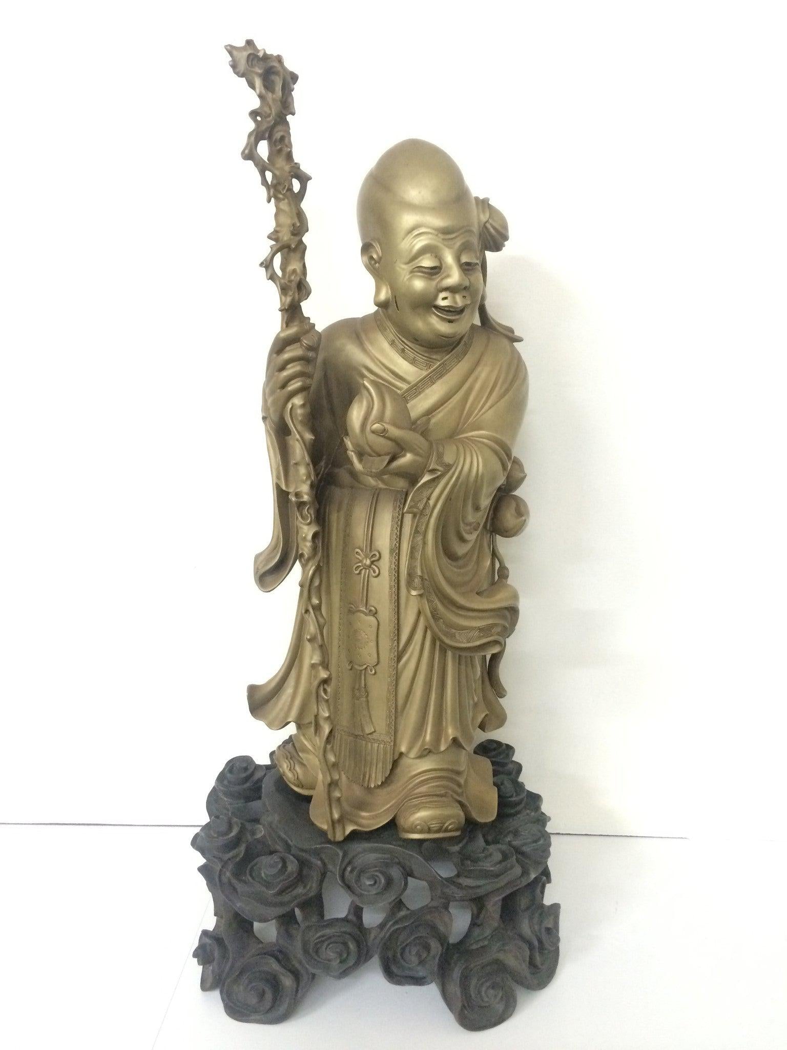 Chinese lacquer of an long life sage on original stand