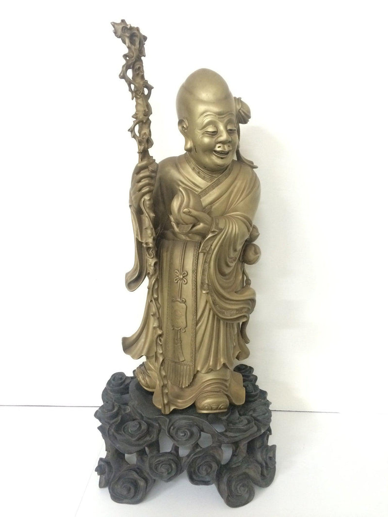 Chinese lacquer of an long life sage on original stand