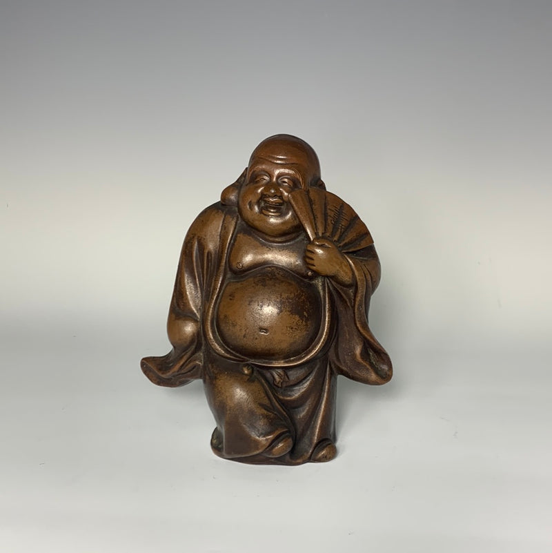 Japanese Bizen Figure Of A Happy Buddha - Taisho Period