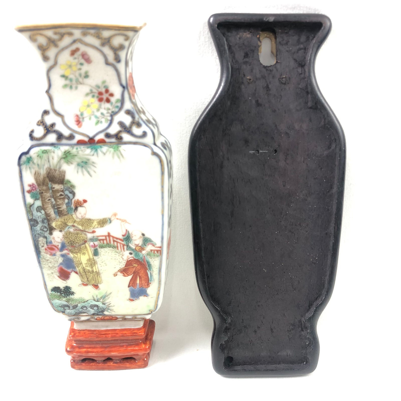 Chinese famille rose wall vase 18th century, (small chip at rim)