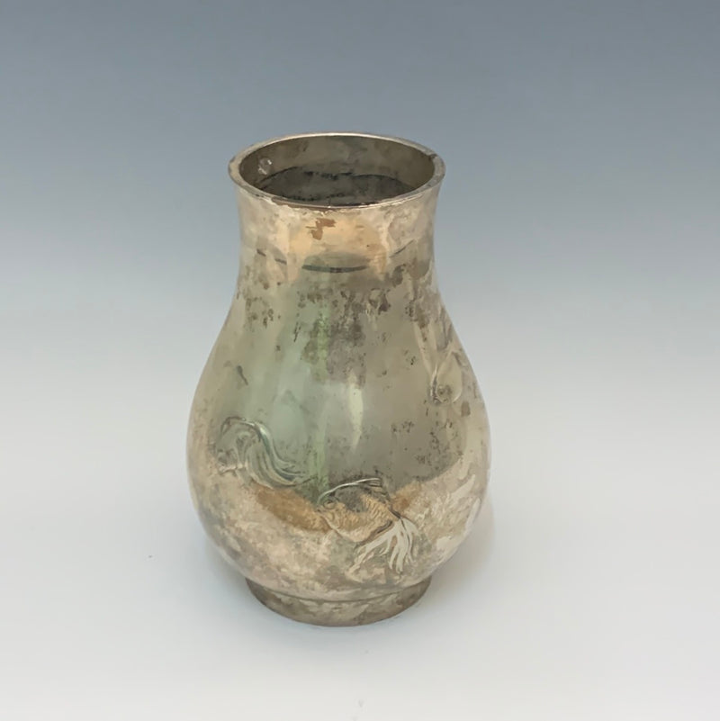 Japanese Silver Gilt Bronze Vase - Meiji Period