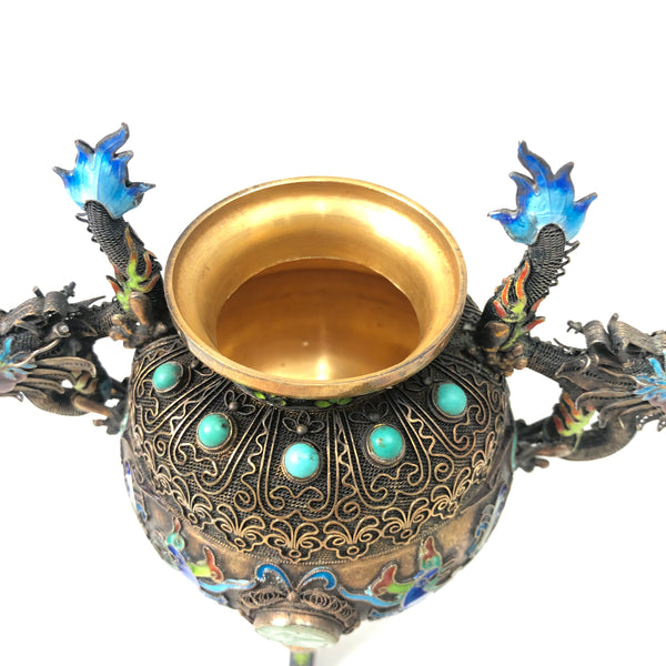 中国古美術・旧蔵掐絲工芸鎏金宝石を嵌め込んだ蝶・純銅制・茶道具・装飾品・案頭 中国古美術・旧蔵掐絲工芸鎏金宝石を嵌め込んだ蝶・