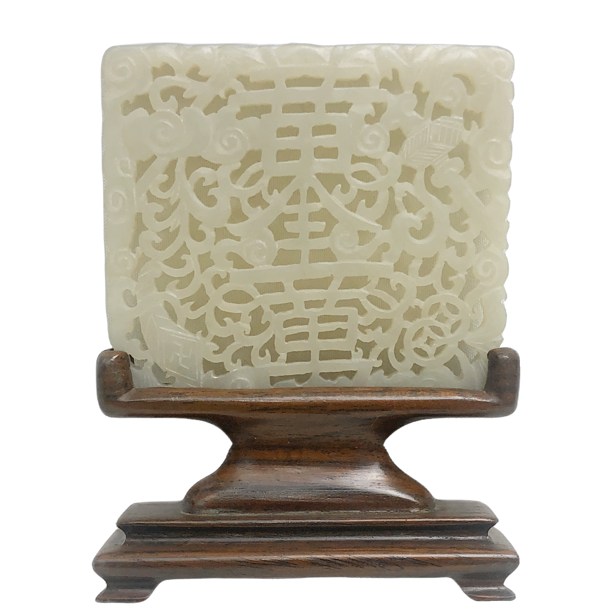 Chinese Jade panel on stand, Ching Dynasty,  L7.5 cm